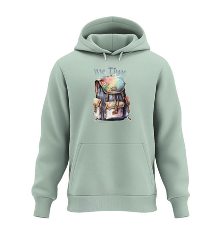 Me Time Wandern Kapuzenpullover in Salbeigrün (Aloe) – Produktbild (350 g/m² Bio-Baumwolle) von Rad&Rucksack