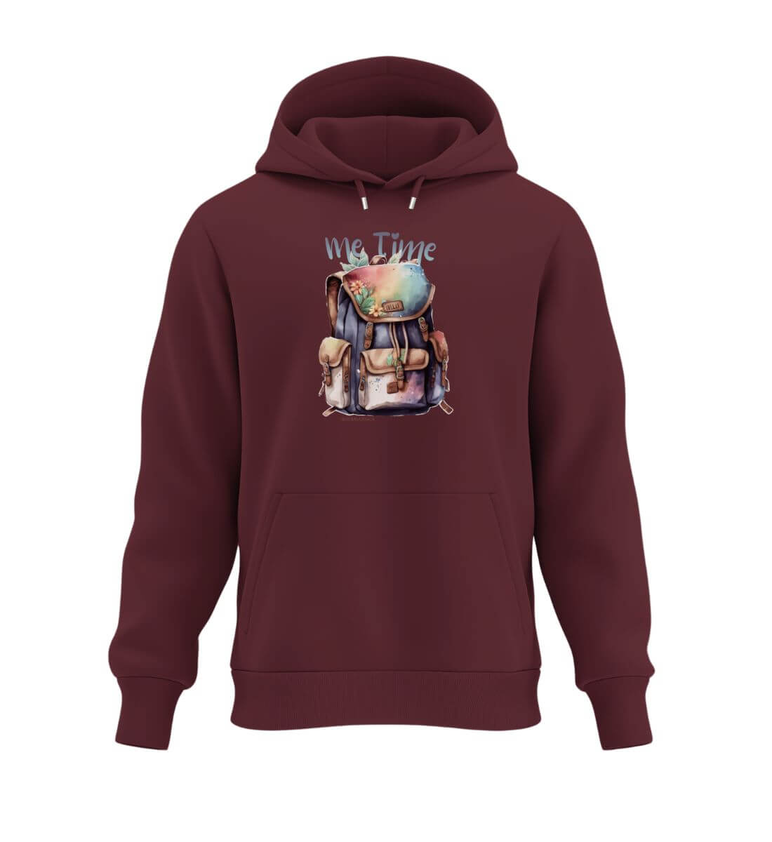Warmer Hüttentour Hoodie Me Time Wandern in Weinrot (Burgundy) – Produktbild (350 g/m² Bio-Baumwolle) von Rad&Rucksack