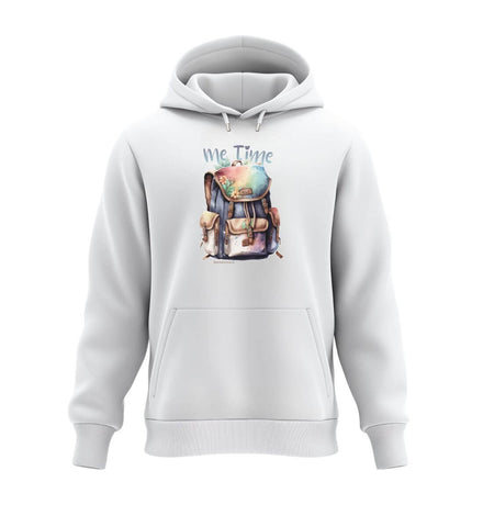 Me Time Wandern Hoodie in Weiß (White) – Produktbild (350 g/m² Bio-Baumwolle) von Rad&Rucksack