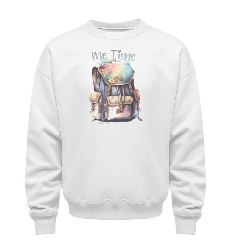 Me Time Wandern | Unisex Organic Pullover in White von Rad&Rucksack