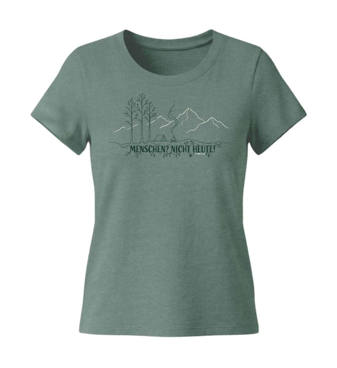 Menschen? Nicht heute! | Damen Premium Organic T-Shirt (Fitted) in Green Bay von Rad&Rucksack