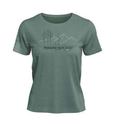 Menschen? Nicht Heute! T-Shirt Damen in Meeresgrün (Green Bay) – Produktbild (100% Bio-Baumwolle) von Rad&Rucksack