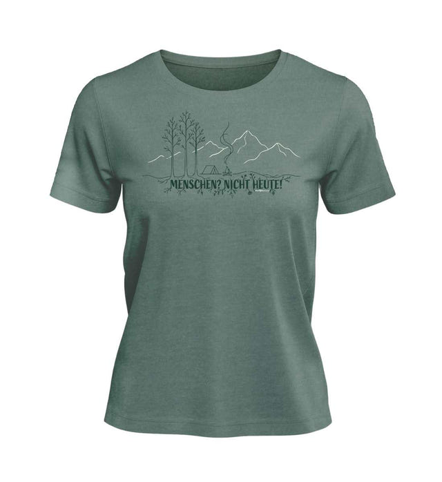 Menschen? Nicht Heute! T-Shirt Damen in Meeresgrün (Green Bay) – Produktbild (100% Bio-Baumwolle) von Rad&Rucksack