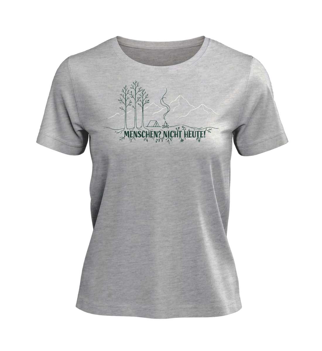 Menschen? Nicht heute! | Damen Premium Organic T-Shirt in Heather Grey von Rad&Rucksack