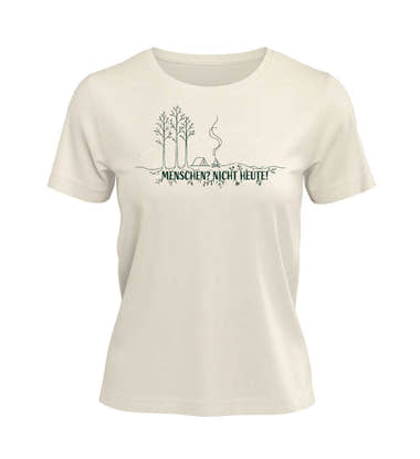 Outdoor T-Shirt Menschen? Nicht Heute! Damen in Naturweiß (Natural Raw) – Produktbild (100% Bio-Baumwolle) von Rad&Rucksack