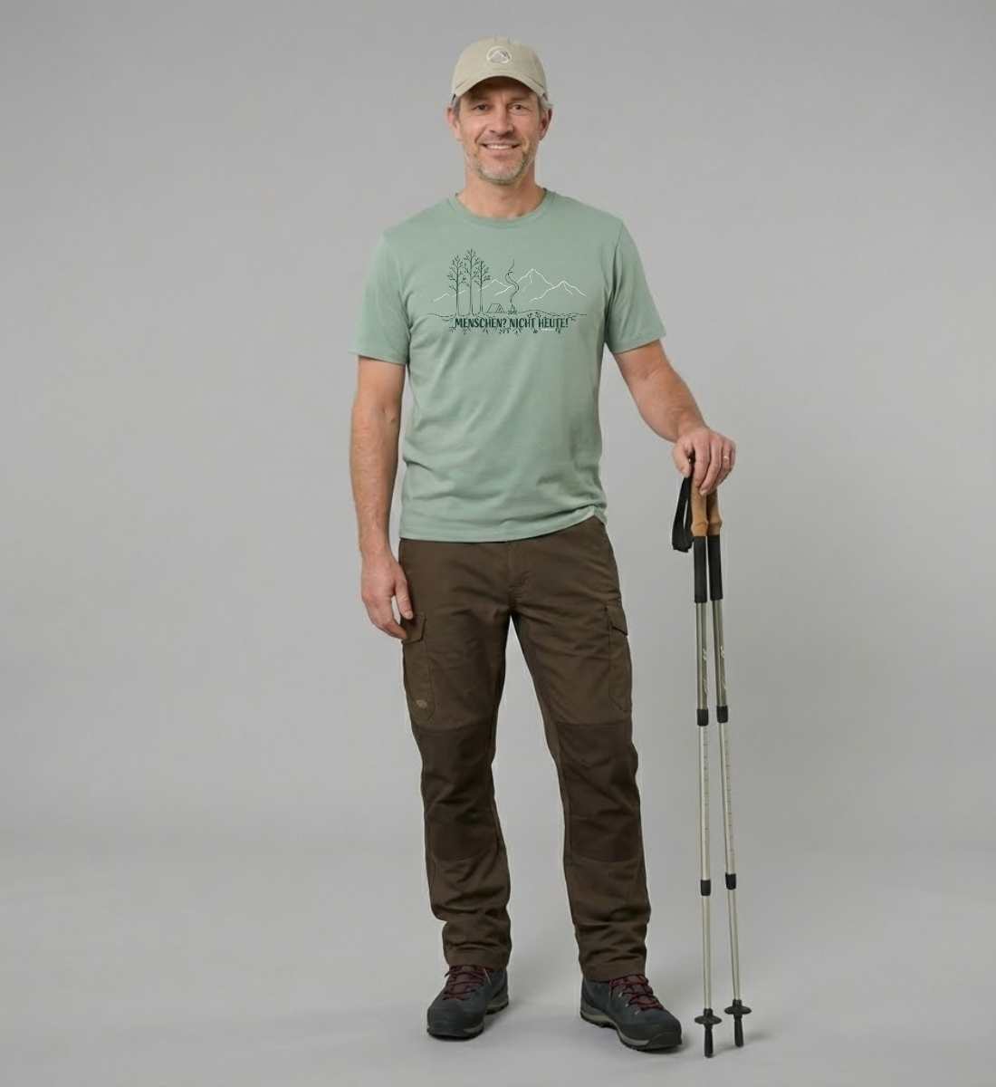 Menschen? Nicht heute! | Herren Premium Organic T-Shirt von Rad&Rucksack - am Model präsentiert