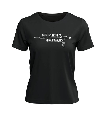 Mir Reichts Ich Geh Wandern T-Shirt Damen Schwarz – Produktbild (100% Bio-Baumwolle) von Rad&Rucksack