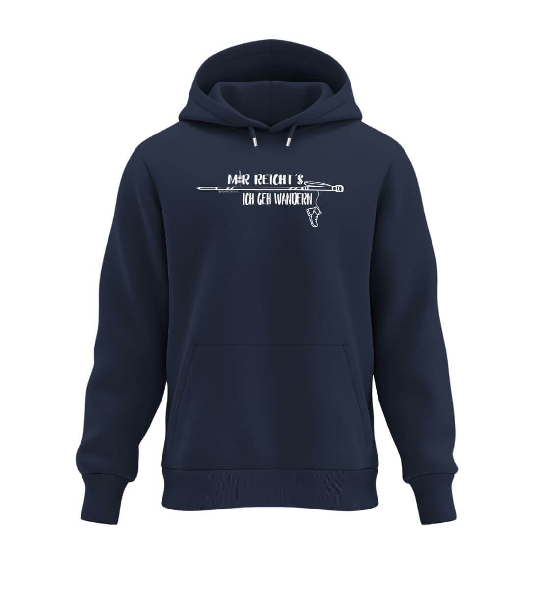 Mir Reichts Ich Geh Wandern Hoodie Dunkelblau (French Navy) – Produktbild (350 g/m² Bio-Baumwolle) von Rad&Rucksack