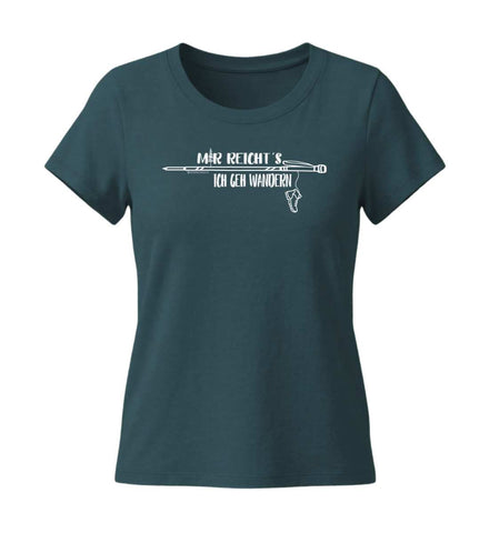 Mir Reichts Ich Geh Wandern Bio T-Shirt in Blaugrün (Stargazer) – Produktbild (155 g/m² Bio-Baumwolle, tailliert) von Rad&Rucksack