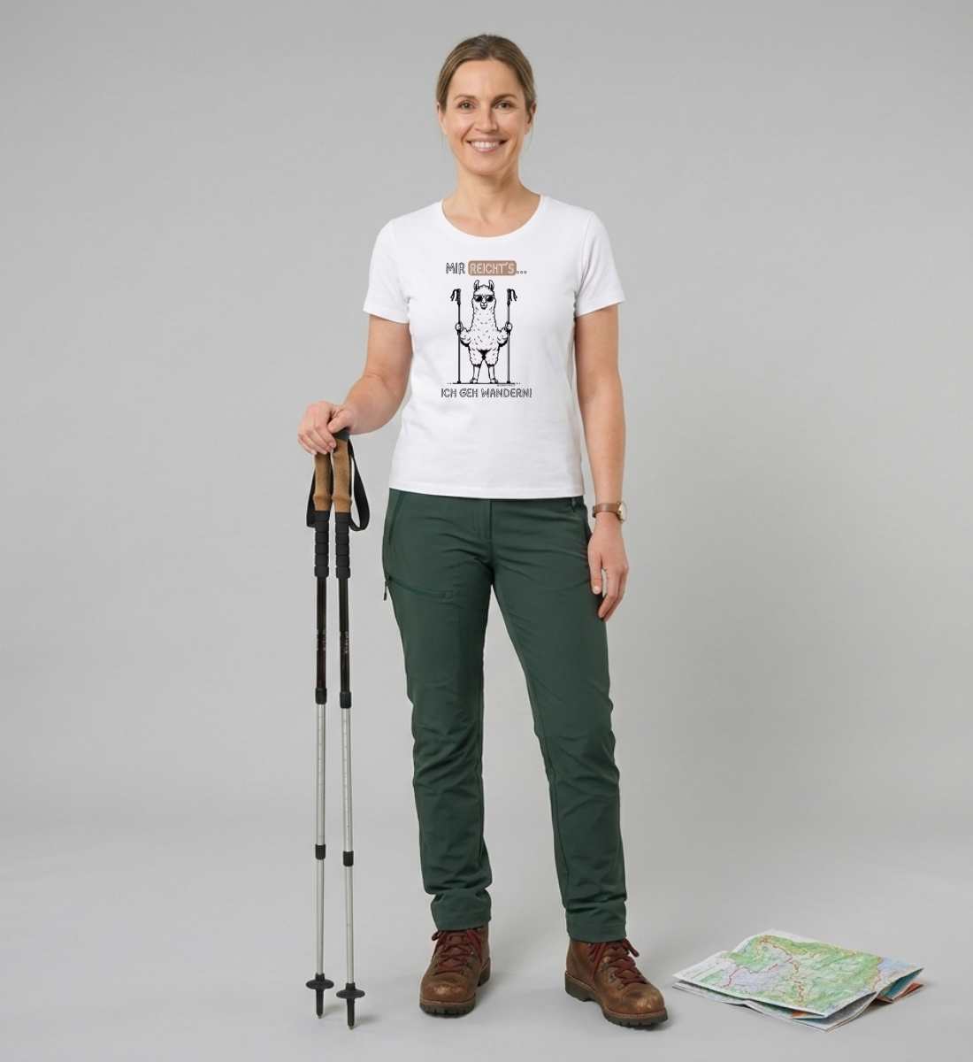 Mir reichts ich geh wandern | Damen Premium Organic T-Shirt (Fitted) in White von Rad&Rucksack Model