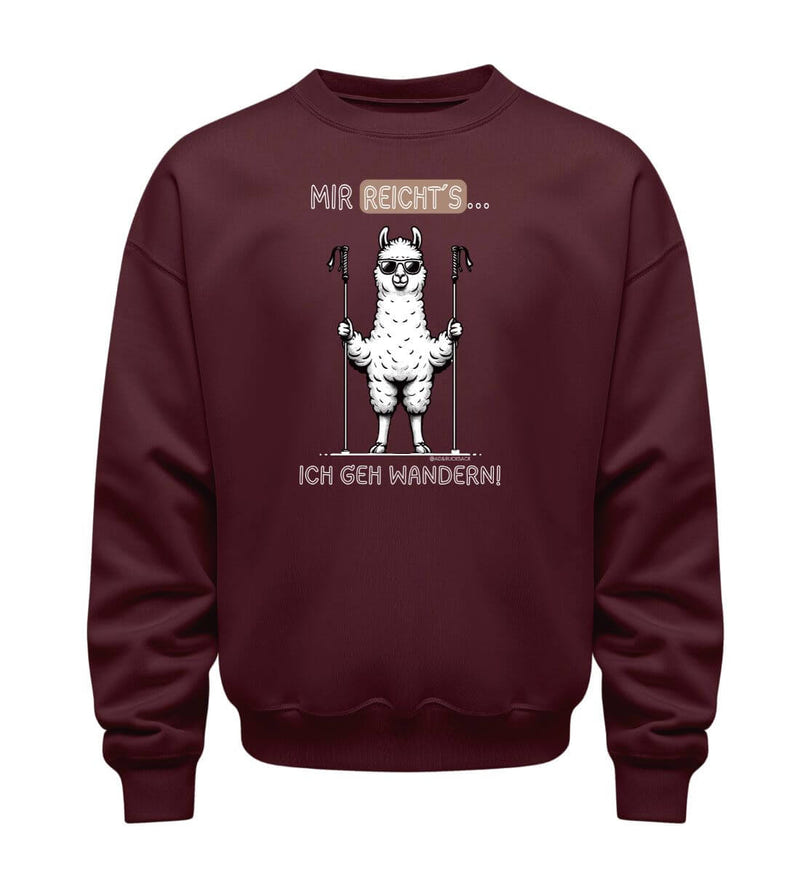 Mir Reichts Ich Geh Wandern Bio Pullover in Weinrot (Burgundy) – Produktbild (350 g/m² Bio-Baumwolle) von Rad&Rucksack