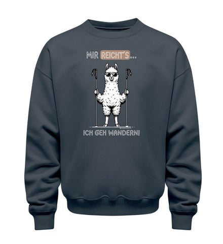 Mir Reichts Ich Geh Wandern Sweatshirt in Blaugrau (India Ink Grey) – Produktbild (350 g/m² Bio-Baumwolle) von Rad&Rucksack