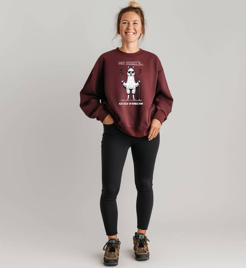 Mir reichts ich geh wandern | Unisex Organic Pullover von Rad&Rucksack - am Model präsentiert