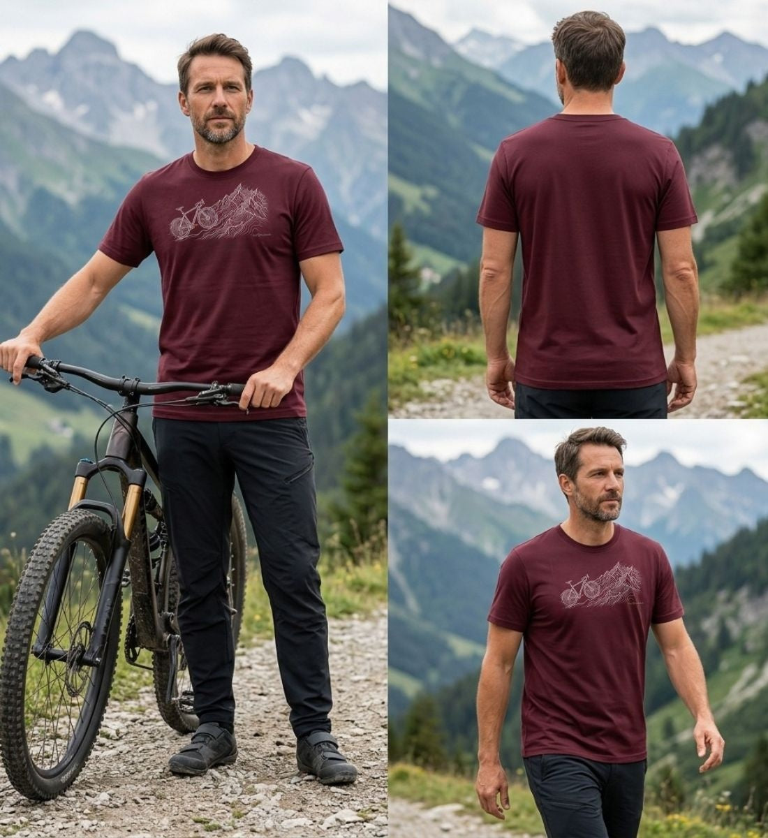 Modelbild - Bike Mountain | Herren Premium Organic T-Shirt von Rad&Rucksack