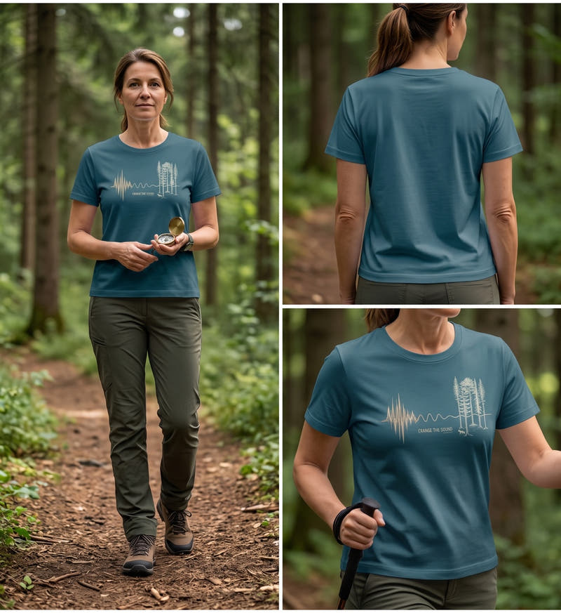 Modelbild - Change the Sound | Damen Premium Organic T-Shirt (Fitted) von Rad&Rucksack