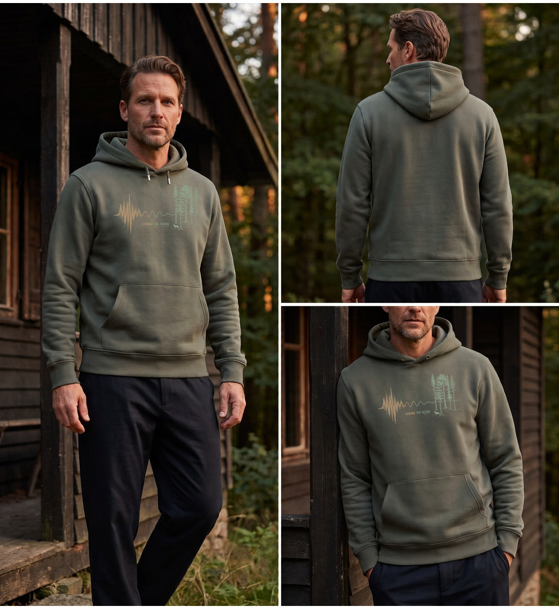 Modelbild Khaki - Change the Sound | Unisex Organic Hoodie von Rad&Rucksack