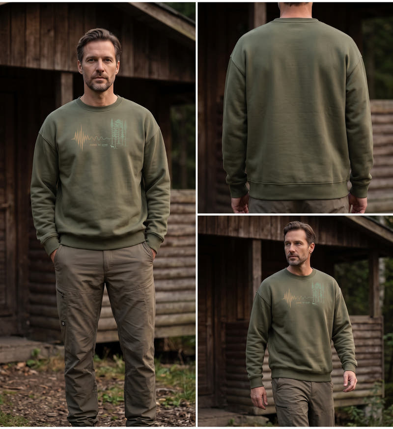 Modelbild Khaki - Change the Sound | Unisex Organic Pullover von Rad&Rucksack