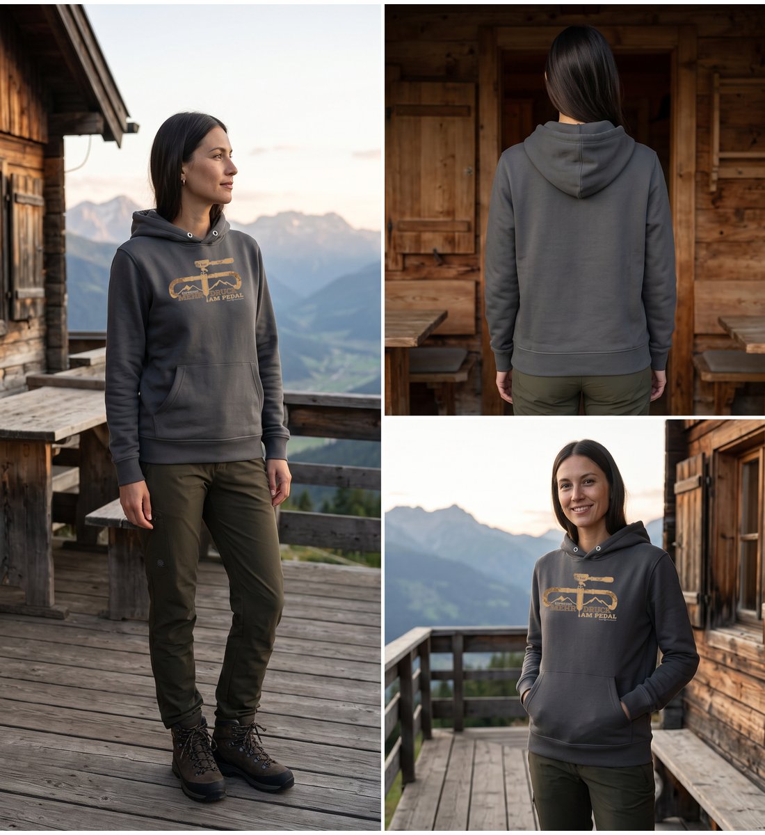 Modelbild India Ink Grey - Espresso 9 bar | Unisex Organic Hoodie von Rad&Rucksack