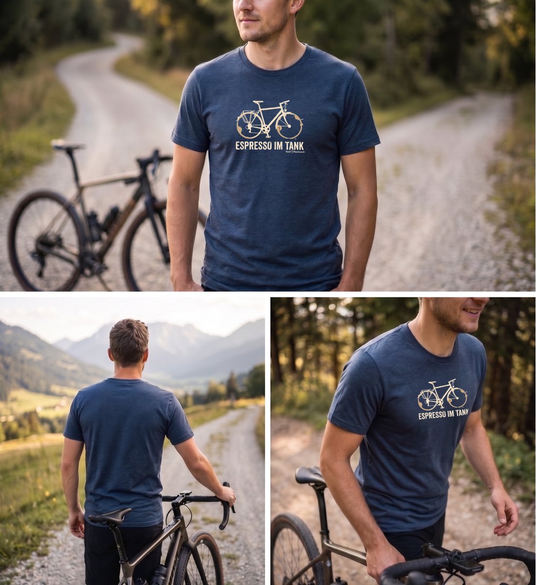Modelbild Dark Heather Blue - Espresso Tour | Herren Premium Organic T-Shirt von Rad&Rucksack
