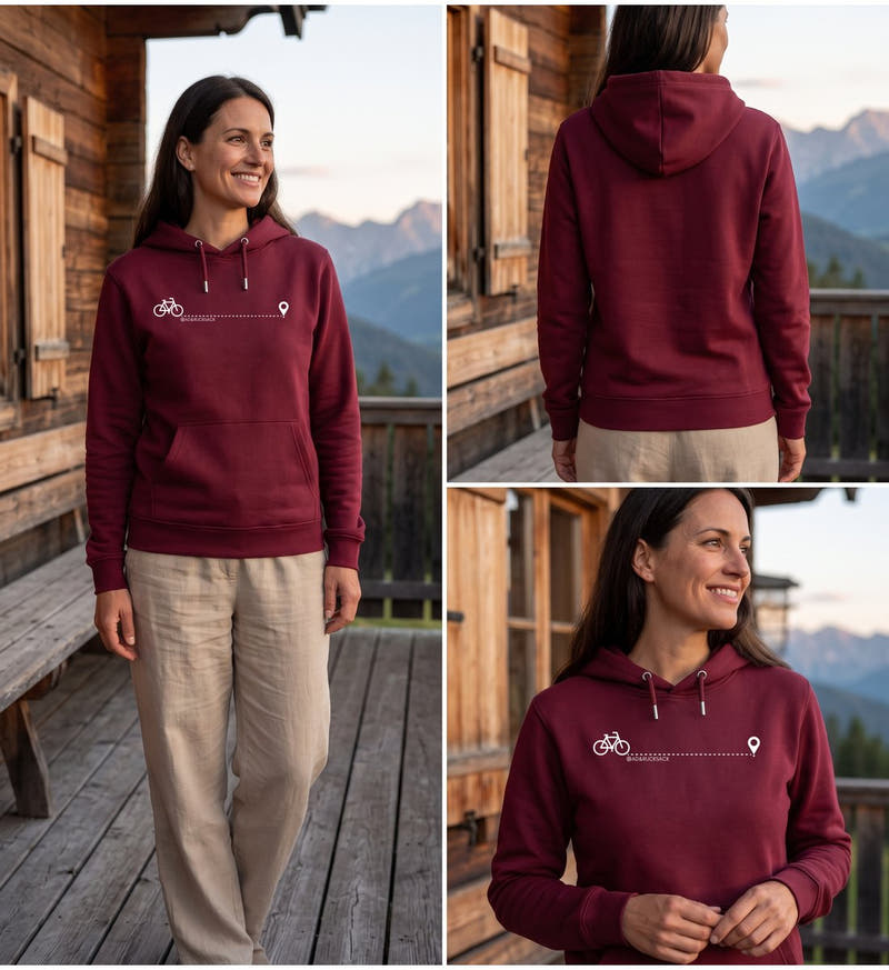 Modelbild Burgundy - Fahrrad | Unisex Organic Hoodie von Rad&Rucksack