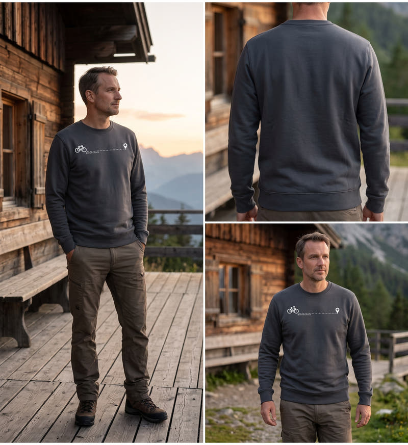 Modelbild India Ink Grey - Fahrrad | Unisex Organic Pullover von Rad&Rucksack