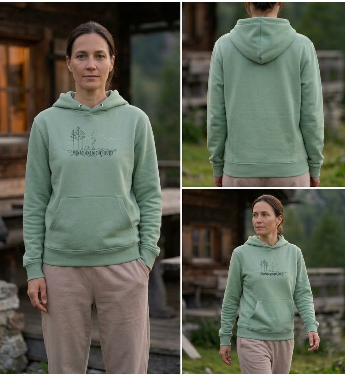 Modelbild Aloe - Menschen Nicht Heute | Unisex Organic Hoodie von Rad&Rucksack