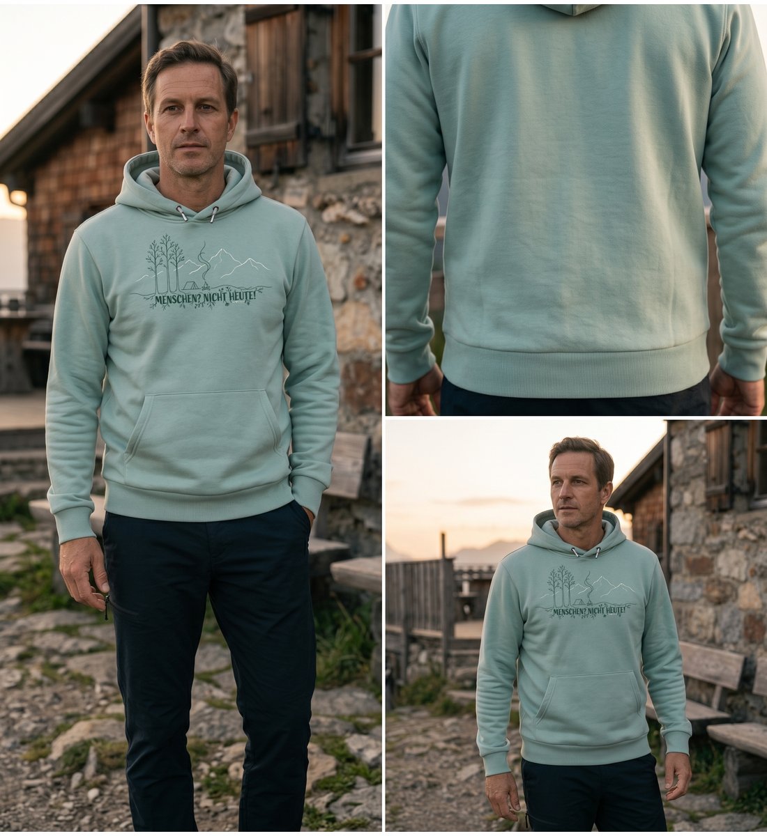 Modelbild Aloe - Menschen Nicht Heute | Unisex Organic Hoodie von Rad&Rucksack