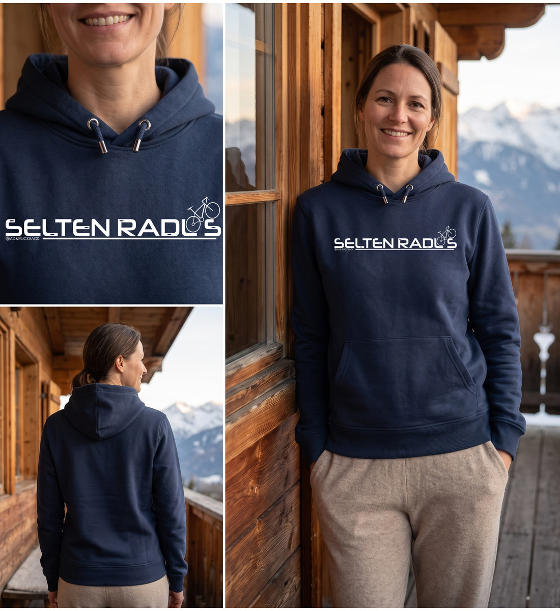 Modelbild French Navy - Selten-Radlos | Unisex Organic Hoodie von Rad&Rucksack