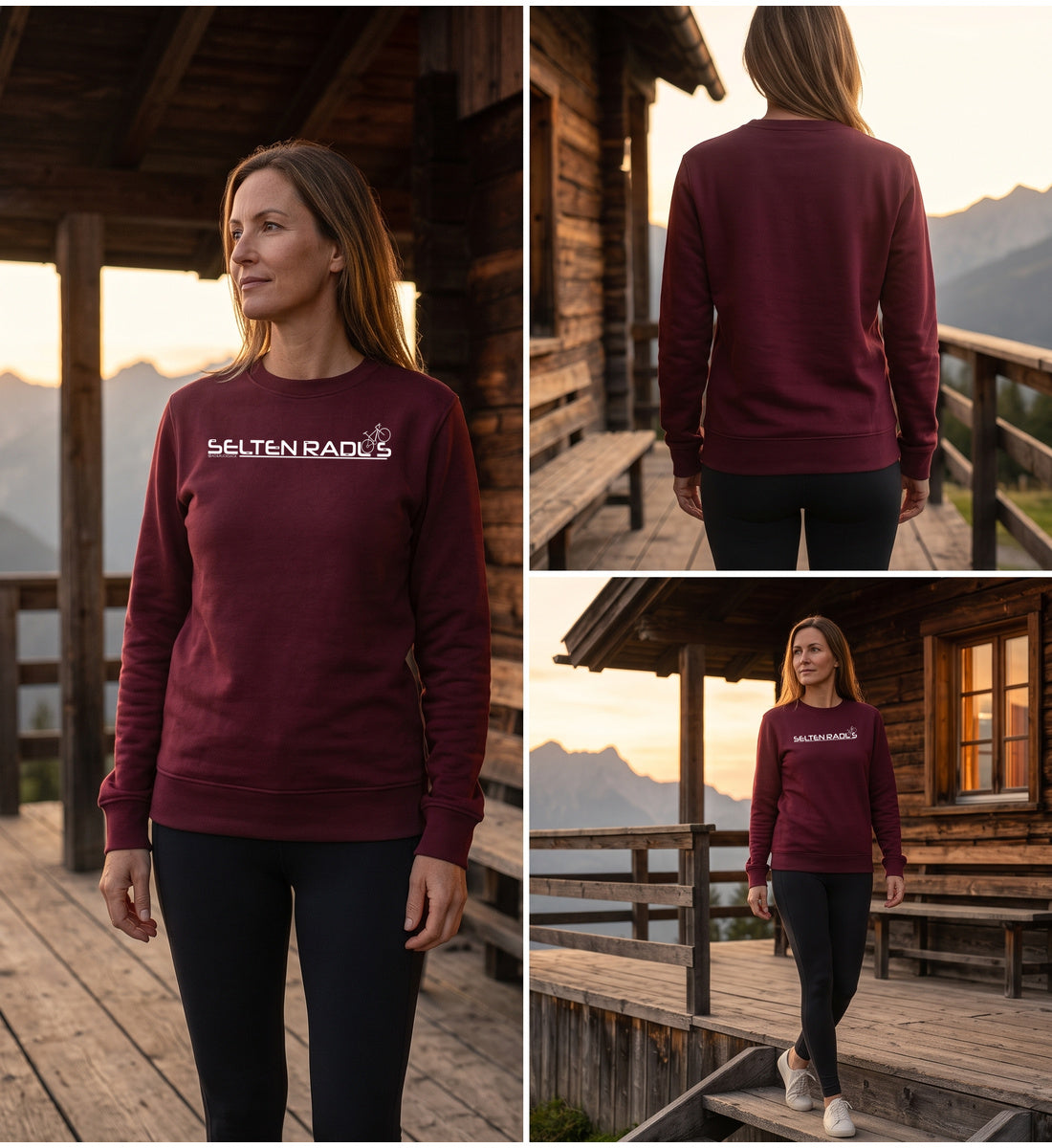 Modelbild Burgundy - Selten-Radlos | Unisex Organic Pullover von Rad&Rucksack