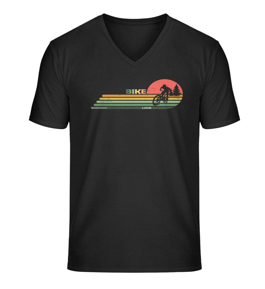 Mountain Bike | Herren V-Neck Premium Organic T-Shirt in Schwarz von Rad&Rucksack