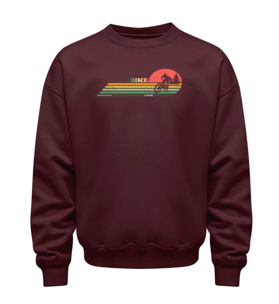 Mountain Bike Sweatshirt in Weinrot (Burgundy) – Produktbild (350 g/m² Bio-Baumwolle) von Rad&Rucksack