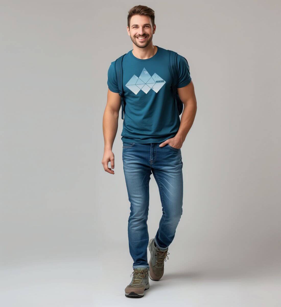 Mountain | Herren Premium Organic T-Shirt von Rad&Rucksack - weitere Modelansicht 2