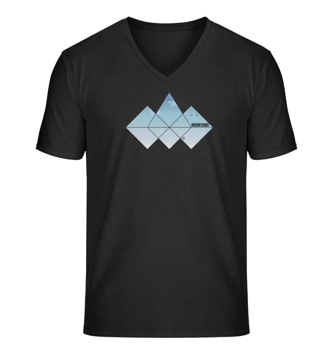 Mountain | Herren V-Neck Premium Organic T-Shirt in Schwarz von Rad&Rucksack