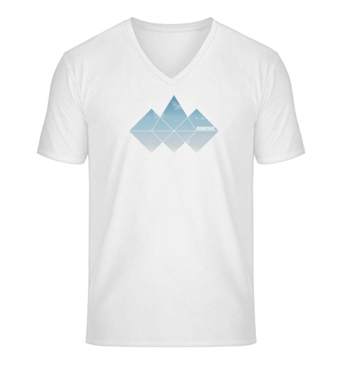 Mountain | Herren V-Neck Premium Organic T-Shirt in White von Rad&Rucksack