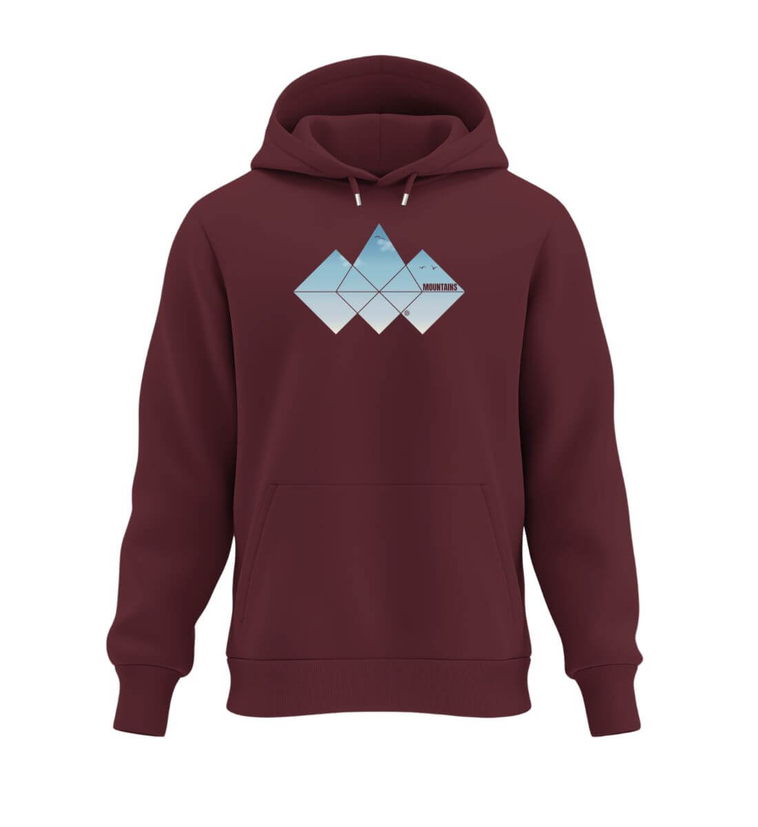 Mountain | Unisex Organic Hoodie in Burgundy von Rad&Rucksack