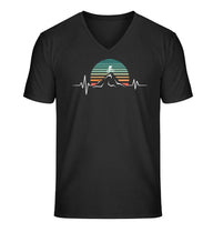 Mountainbike Herzschlag Bio V-Neck T-Shirt in Schwarz – Produktbild (100% Bio-Baumwolle) von Rad&Rucksack
