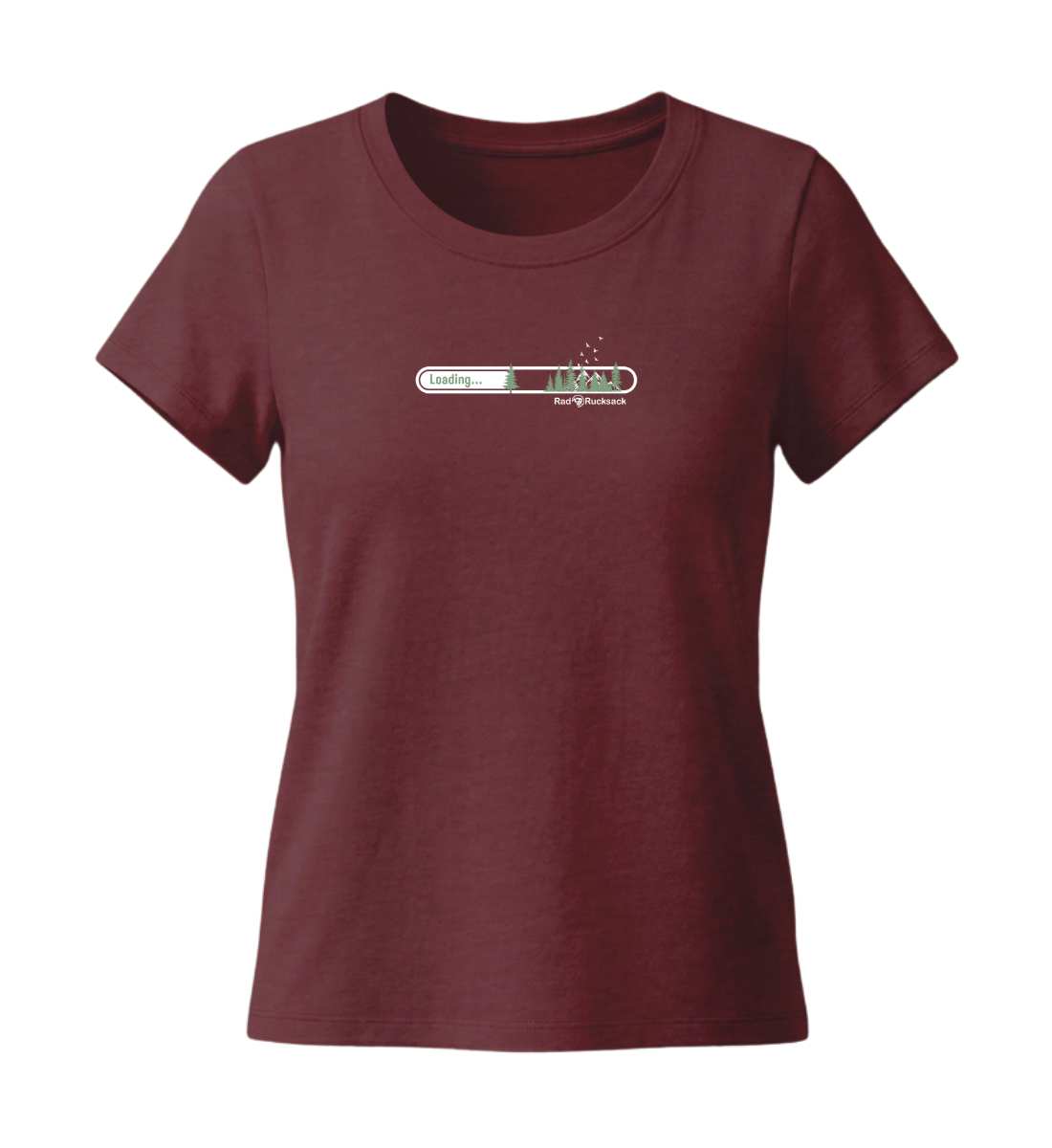 Natur Loading | Damen Premium Organic T-Shirt (Fitted) in Burgundy von Rad&Rucksack