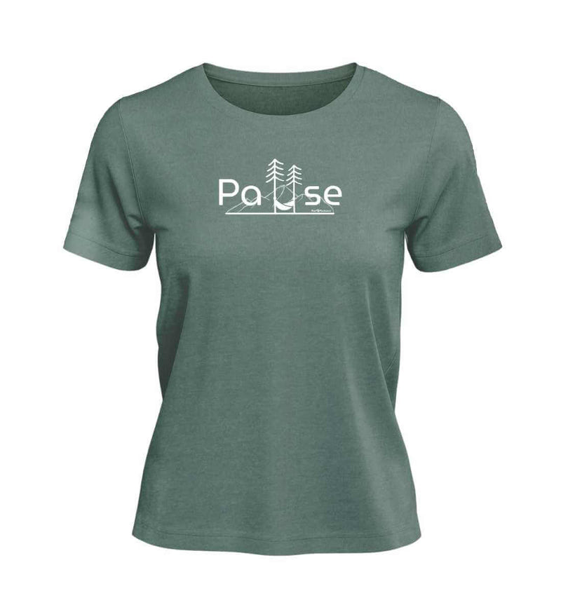 Natur Pause T-Shirt Damen in Meeresgrün (Green Bay) – Produktbild (100% Bio-Baumwolle) von Rad&Rucksack