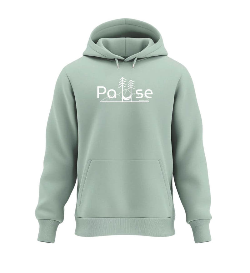 Natur Pause | Unisex Organic Hoodie in Aloe von Rad&Rucksack
