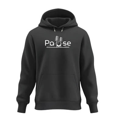 Warmer Hüttentour Hoodie Natur Pause in Schwarz (Black) – Produktbild (350 g/m² Bio-Baumwolle) von Rad&Rucksack