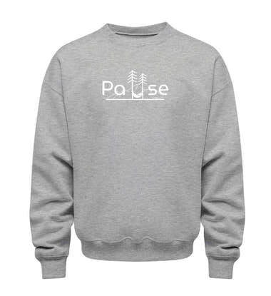 Bio Sweatshirt 350g Natur Pause in Grau-Melange (Heather Grey) – Produktbild (350 g/m² Bio-Baumwolle) von Rad&Rucksack