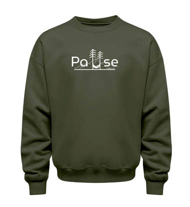 Natur Pause Pullover in Olivgrün (Khaki) – Produktbild (350 g/m² Bio-Baumwolle) von Rad&Rucksack