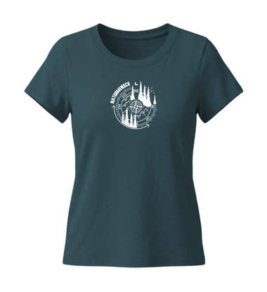 Naturmensch Bio T-Shirt Damen Tailliert in Blaugrün (Stargazer) – Produktbild (155 g/m² Bio-Baumwolle, tailliert) von Rad&Rucksack