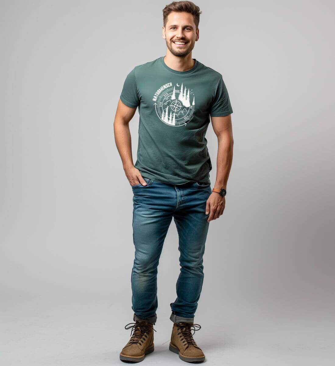 Naturmensch | Herren Premium Organic T-Shirt von Rad&Rucksack - weitere Modelansicht 2