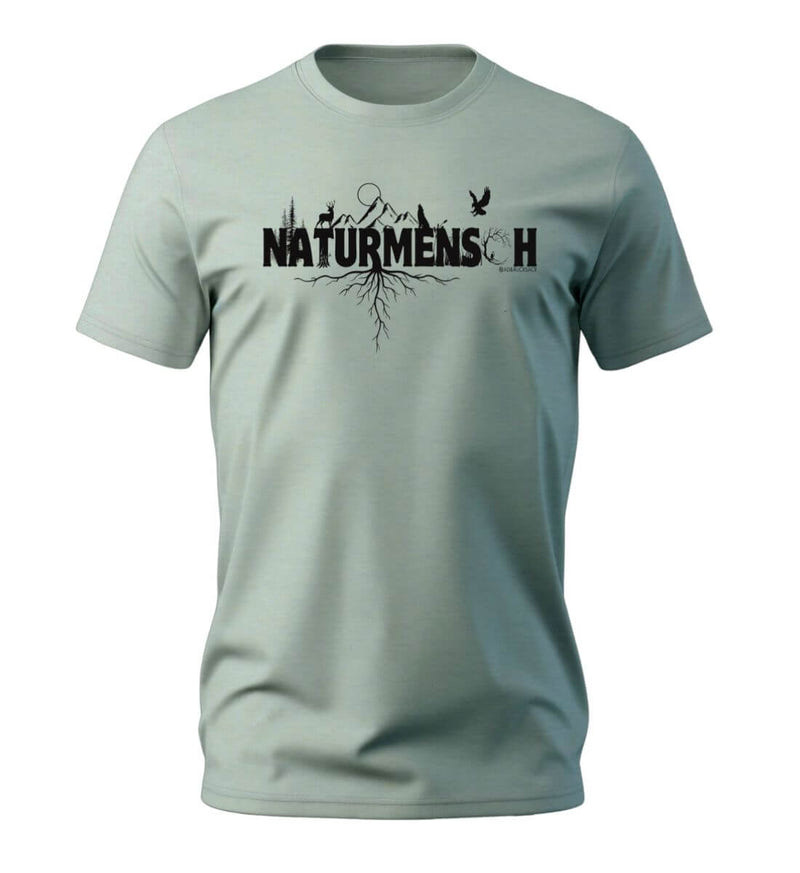 Naturmenschen Bio T-Shirt Herren in Salbeigrün (Aloe) – Produktbild (100% Bio-Baumwolle) von Rad&Rucksack