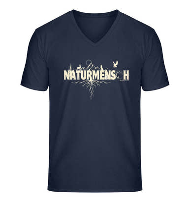 Naturmenschen T-Shirt Herren Dunkelblau (French Navy) – Produktbild (100% Bio-Baumwolle) von Rad&Rucksack