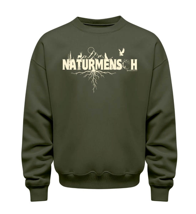 Naturmenschen Pullover in Olivgrün (Khaki) – Produktbild (350 g/m² Bio-Baumwolle) von Rad&Rucksack