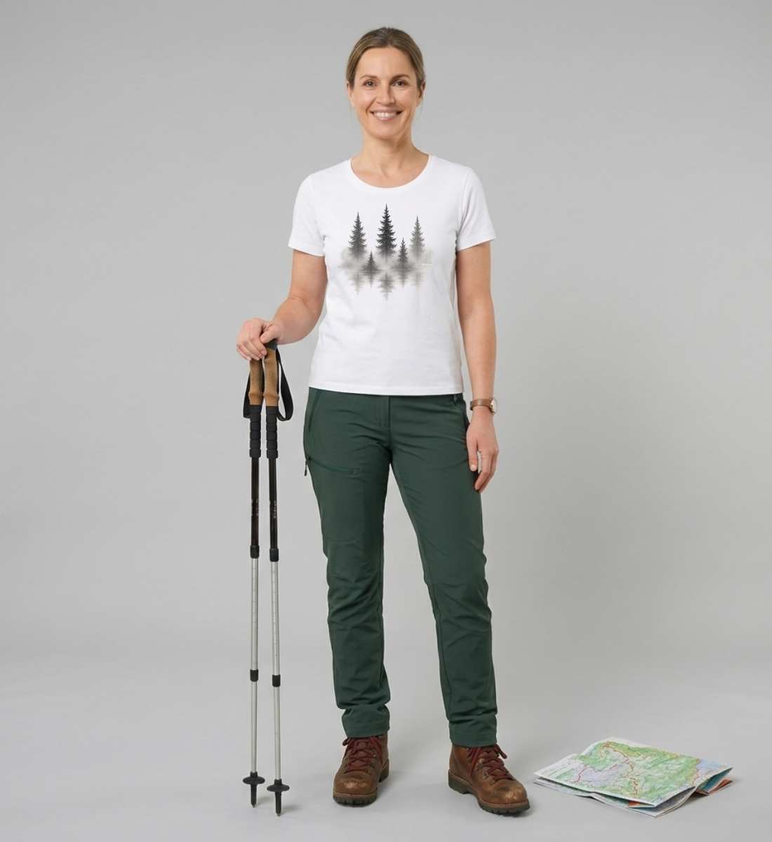 Nebelwald | Damen Premium Organic T-Shirt (Fitted) in White von Rad&Rucksack Model