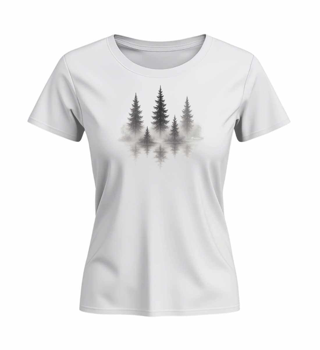 Nebelwald | Damen Premium Organic T-Shirt (Fitted) in White von Rad&Rucksack