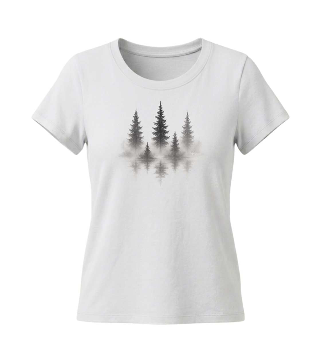 Nebelwald | Damen Premium Organic T-Shirt (Fitted) in White von Rad&Rucksack